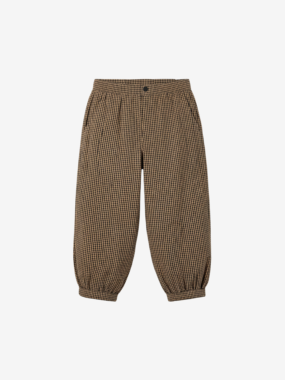 Elastic Waist Checked Trousers-2