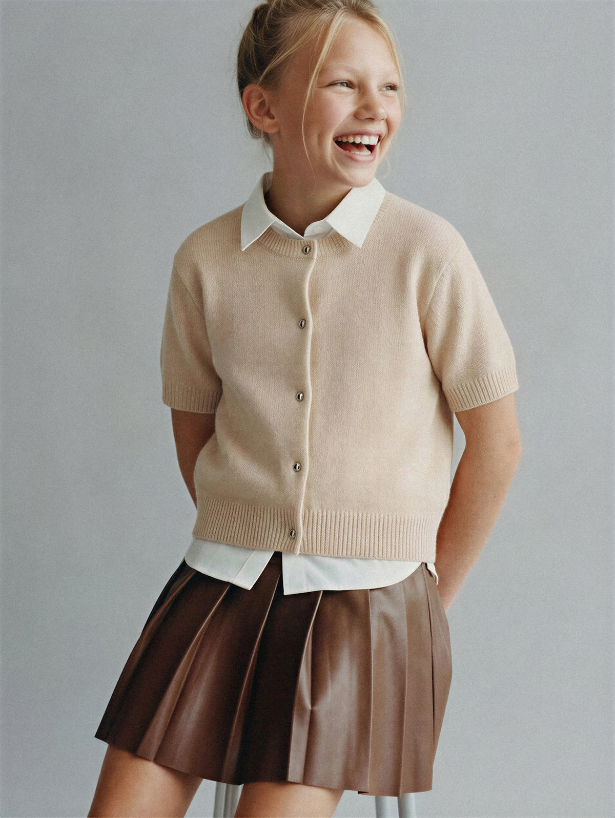 Faux Leather Pleated Skirt