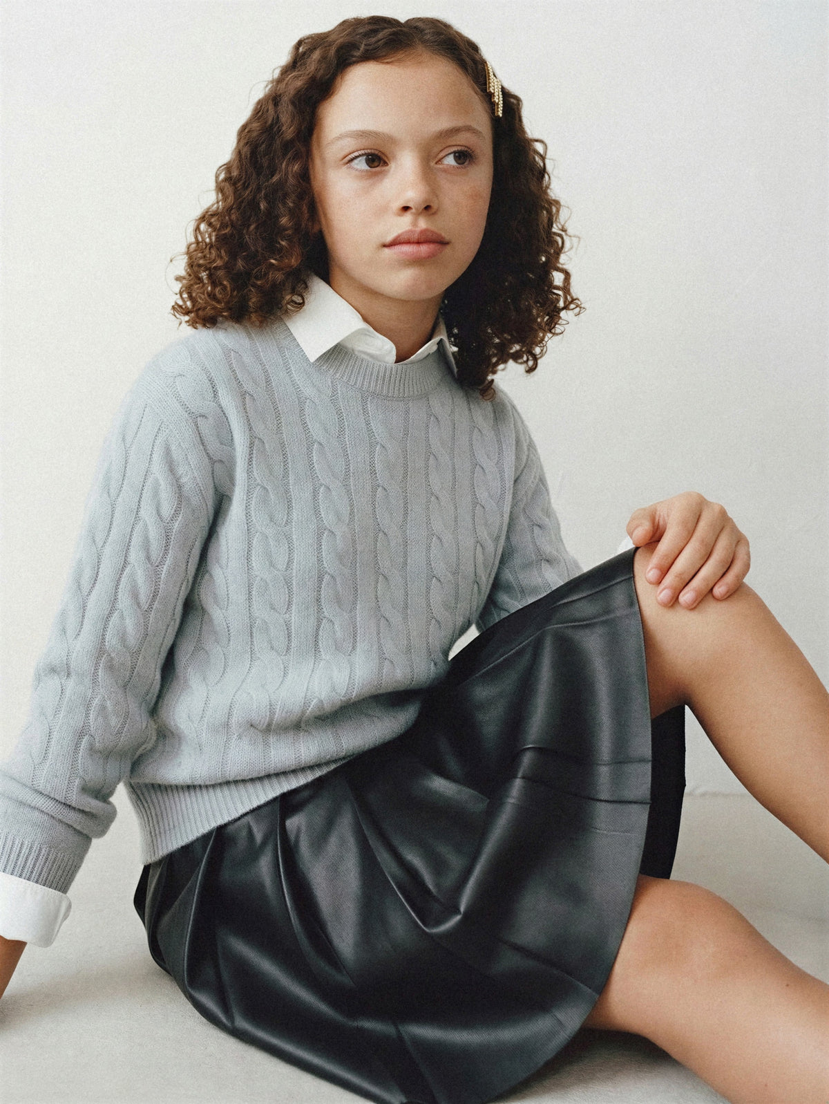 Faux Leather Pleated Skirt-4